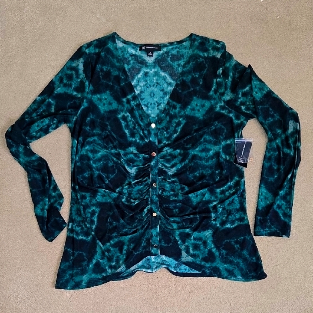 INC International Concepts Green Tie-Dye Button-Down Shirt